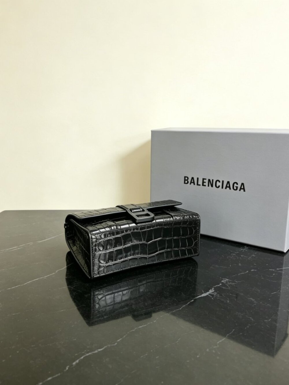 Balenciaga Hourglass XS Black Crocodile Embossed Handbag - Picture 7 of 7